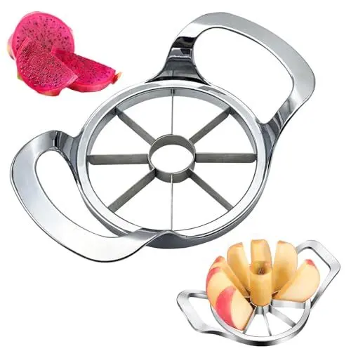 Produktbild: Edelstahl Apfelteiler,Apfelschneider Edelstahl,12 scharfe Edelstahlklingen,Kreativität Apfelausstecher,Melonenschneider,rutschfeste Griffe, bequem zu bedienen, durchdachte Küchenhelfer（1 Stück）