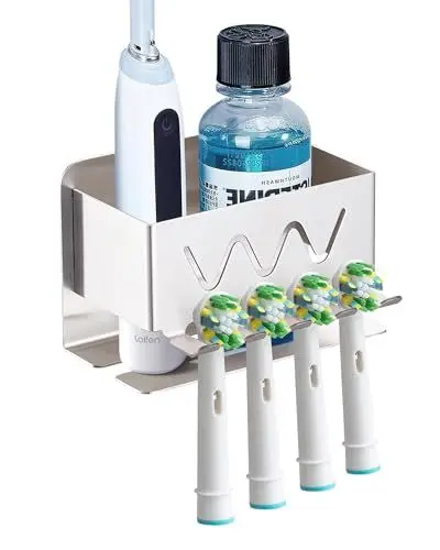 Produktbild: Edelstahl Aufsteckbürsten Halter Passt für Oral-B, iO, Philips Sonicare, Waterpik, Fairywill | Zahnbürstenhalter Elektrische Zahnbürste Wand | Zahnbürstenkopf Bürstenkopf-Halterung | Toothbrush Holder