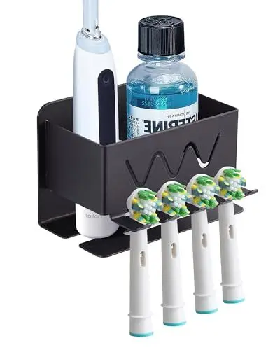 Produktbild: Edelstahl Aufsteckbürsten Halter Passt für Oral-B, iO, Philips Sonicare, Waterpik, Fairywill | Zahnbürstenhalter Elektrische Zahnbürste | Zahnbürstenkopf Bürstenkopf-Halterung | Toothbrush Holder Wand