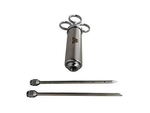 Produktbild: Edelstahl BBQ Marinierspritze, Bratenspritze, Gewürzspritze 60 ml mit 2 Marinadenadel, Fleischspritze für das marinieren von Fleisch und Geflügel