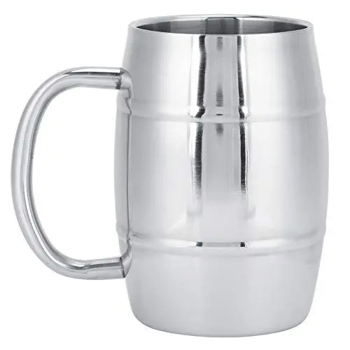 Produktbild: Edelstahl Bierkrug 500ml Outdoor Camping Teetassen Langlebige Kaffeetasse Doppelschichtiges Trinkgeschirr