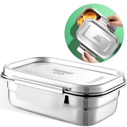 Produktbild: immer Edelstahl Brotdose - Nachhaltige Bento Lunchbox, auslaufsicher, plastikfrei, leicht zu reinigen und perfekt für Unterwegs (800, EasyLock)