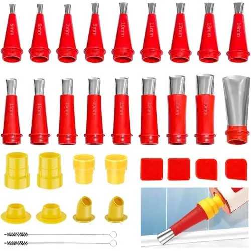 Produktbild: Edelstahl Dichtungsdüse Sets 32 Stück Dichtmittel Abdichten Silikon Düsen Dichtungsfinisher Einteiliger Edelstahldüsen zum Verstemmen Wiederverwendbarer Dichtungsdüsenapplikator Werkzeug