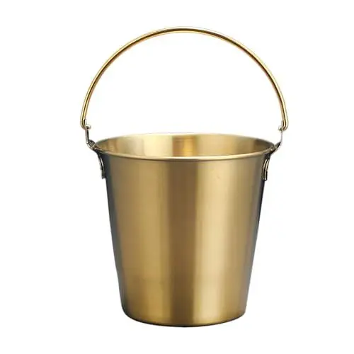 Produktbild: Edelstahl Eiskübel, Mini Metalleimer Trinkgeschirr Champagner Eimer mit Griff für Party Dekorationen in der Hausbar, 4,3 x 4,1 x 3,1 Zoll (Gold)