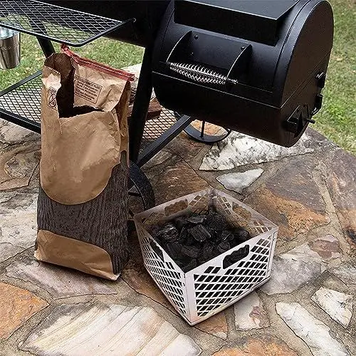 Produktbild: Edelstahl Holzkohle Feuerbox Korb, Smoked Barbecue Holzkohle Korb, BBQ Smoker Zubehör für die meisten Offset Smoker Grill