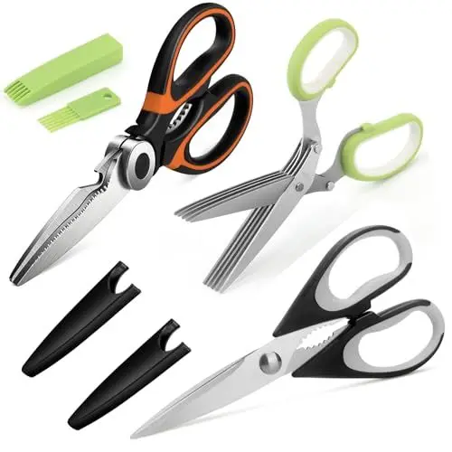 Produktbild: Edelstahl Multifunktionale Küchenschere mit Flaschenöffner + 5-Klingen Gewürzschere + Küchenschere mit Küchenschere, Kräuterscheren Edelstahl, Multifunktionale Küchenschere 3 Stücke