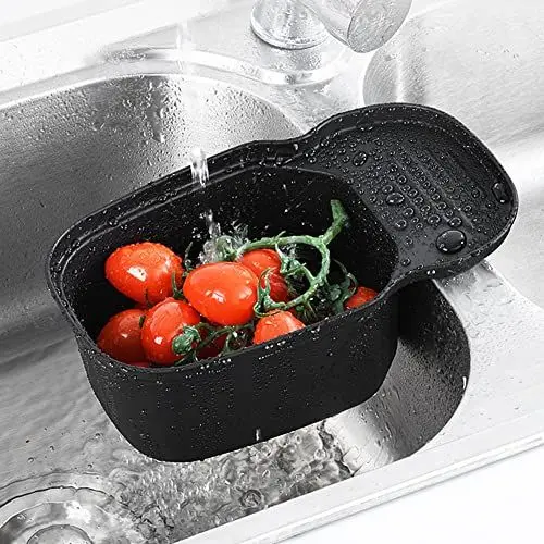 Produktbild: Edelstahl Sieb für Spüle Abtropfsieb Ausziehbar, Über dem Spülsieb Erweiterbares Ovales Siebkorbsieb mit Gummigriffen Klein Sieb für Küchenspüle, Sieb, Abfluss, Spülen von Obst, Gemüse