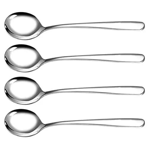 Produktbild: Edelstahl Silber Kaffee L?ffel: Griff Kaffee Rührl?ffel Kuchen Zuckereis Dessert Suppe L?ffel Marmelade Mischl?ffel 4 Stücke