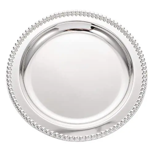 Produktbild: Edelstahl Teller Flach Speiseteller Flachteller: 25cm Runde Dessertteller Kuchenteller Brotteller Snackteller Steakteller Obst Frühstück Lebensmittel Steak Tablett Picknick Camping Outdoor Geschirr