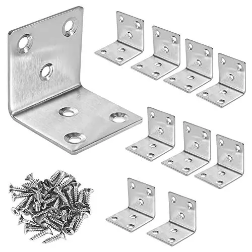 Produktbild: Edelstahl Winkel 40 x 40 mm, Winkelverbinder 90 Grad L Klammern Eckwinkel Mit Schraube für Möbel Tabelle Stuhl Bücherregal Schränke Wandbefestigung Anbau (10 Stück)