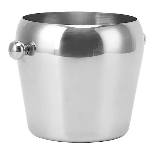 Produktbild: Edelstahl-Eiskübel, Champagner-Eiskübel, Weinkühler, Eimer mit Glattem Griff, Isolierte Getränkewanne für Zuhause, Bars, Partys (Silber nackt 1L)