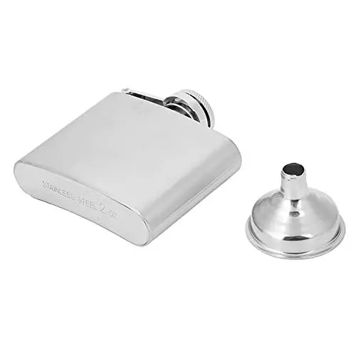 Produktbild: Edelstahlflasche, tragbarer Behälter, Wein-Whisky-Flasche, geeignet für Outdoor-Aktivitäten, Camping (2 oz Krug + 1 Trichter)