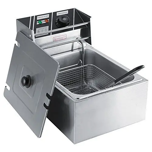 Produktbild: Edelstahlfritteuse, Fritteuse Mit öL, Edelstahl Fritteuse, 6L Edelstahl-Elektrofritteuse mit Korb für den Gewerblichen und Privaten Gebrauch 220-240V EU Stecker