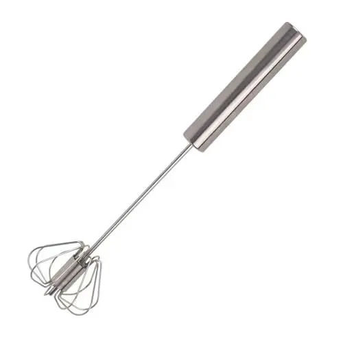 Produktbild: Edelstahl-Handschubbesen, Schneebesen-Mixer für zu Hause, Eierbesen, halbautomatischer Eierschläger, handgeschobener rotierender Schneebesen, Mixer zum Mischen von
