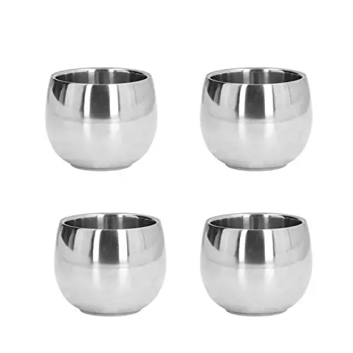 Produktbild: Leopacat Wiederwendbare Metallbecher, Kleine Isolierbecher Klein Edelstahl Becher Tragbar Metallbecher Trinkbecher becher für Outdoor Events Picknicks Party Tee Latte GeträNke Camping Picknick Wandern