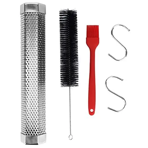 Produktbild: Edelstahl-Pellet-Räucherrohr, BBQ-Räucherbox, Obstholz-Grillwerkzeuge mit Bürstenhaken, 30,5 cm