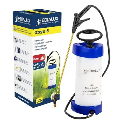 Produktbild: Edialux 5L Drucksprüher für Garten und Rasenpflege, vielseitiger 5L Rückenspritze für Herbizide, Bleichmittel, Essig und Soda, chemikalienbeständiger Sprüher für Innen- und Außenreinigung,