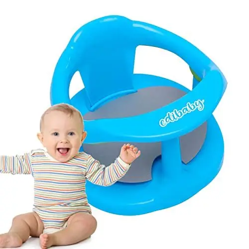 Produktbild: Edibaby, Badewannensitz Baby, Badesitz Baby, mit 4 Saugnäpfe, Rutschfest mit Armlehnen und hoher Rückenlehne für Babys von 6 bis 24 Monaten, trägt bis zu 30kg (Blau)