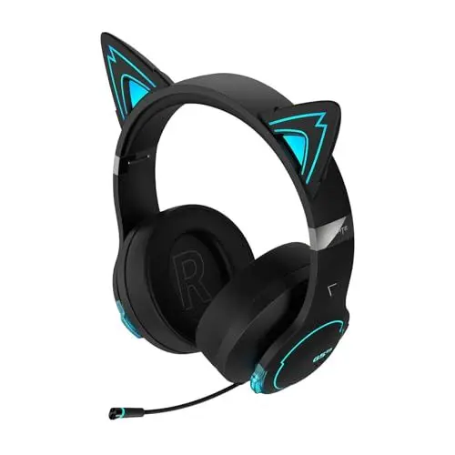 Produktbild: Edifier Hecate G5BT CAT Kabelloses Gaming Headset, 36H Akku, Einziehbar Dual-MIC ENC, Over-Ear Kopfhörer mit Magenetischem Katzenohr, Hi-Res Audio H+ Sound RGB-Licht für PC PS4 PS5 Phone Switch