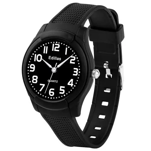 Produktbild: Edillas Kinderuhr Analog für Jungen Mädchen,wasserdichte Armbanduhr Jungen Mädchen Kinder Kleinkind zum Leicht zu lesen Lernen Zeitschule mit Weichem Riemen Lernen Uhren
