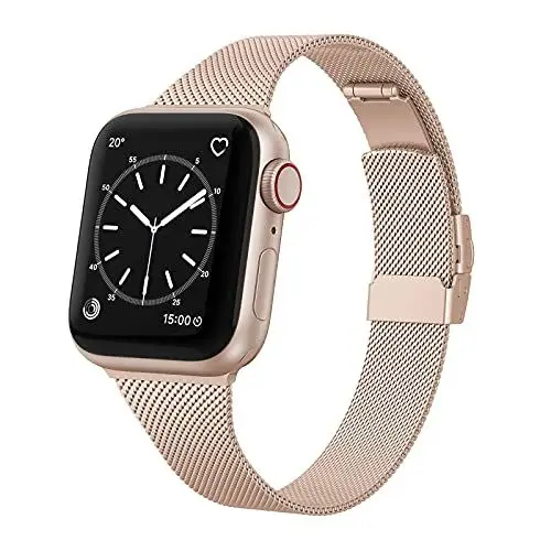 Produktbild: EDIMENS Kompatibel mit Apple Watch Armband 41mm 40mm 38mm, Schmales Edelstahl Metall Armband mit Apple iWatch Series 8 7 6 5 4 3 2 1 SE Sport Edition Damen, Roségold