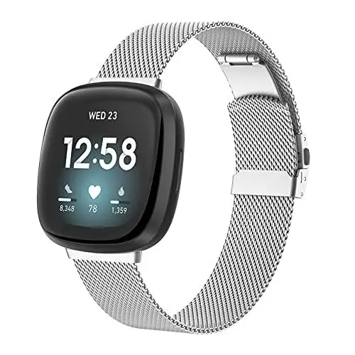 Produktbild: EDIMENS Metall Armband Kompatibel mit Fitbit Versa 3 Armband/Fitbit Sense Armband, Edelstahl Metall Ersatzband Armband Klassische Schnalle Armband Kompatibel mit Fitbit Versa 3/Sense, Damen Männer