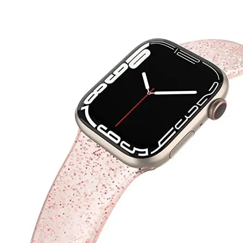 Produktbild: EDIMENS Sportarmband Kompatibel mit Apple Watch 42mm (Series 10) 41mm 40mm 38mm, Glitzer Silikon Armband Weiches Schmales Kompatibel für Apple iWatch Series 10 9 8 7 6 5 4 3 2 1 SE Sport Edition Damen
