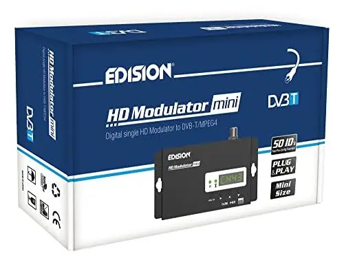 Produktbild: EDISION HDMI Modulator Mini, Single HDMI auf DVB-T MPEG4 RF Modulator, Full HD Verteilung über Koaxial, Plug and Play, USB Pre-Config Funktion 50ID, Schnelle Konfiguration, Mini-Größe