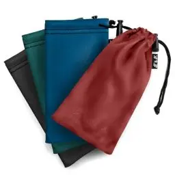 Produktbild: Edison & King 4er-Pack Brillenetui und Brillenputztuch in einem - aus Mikrofasertuch-Material (Mix: Schwarz-Rot-Blau-Türkis)