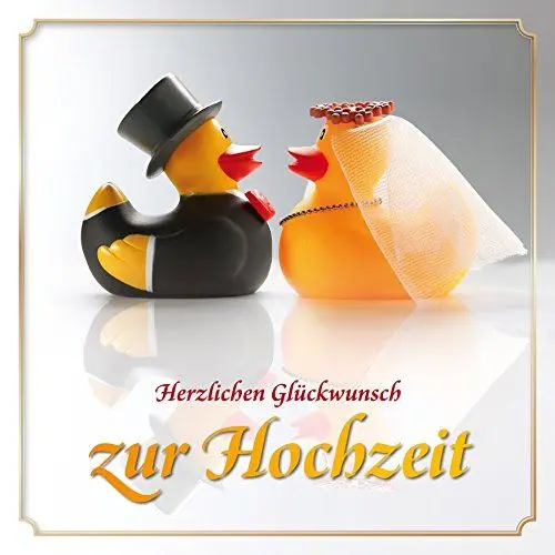 Produktbild: EDITION COLIBRI Glückwunschkarte: Lustige Enten-Hochzeitskarte mit Umschlag, witzige Glückwunschkarte zur Hochzeit mit Quietsche-Enten als Brautpaar (10818DE)