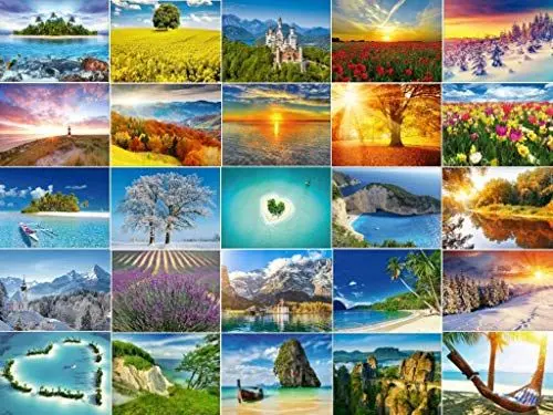 Produktbild: EDITION COLIBRI Landschaften und Natur-Set: 30 Postkarten, 30 verschiedene Motive von Deutschland bis zur Karibik, Nordsee bis zur Südsee, aus allen vier Jahreszeiten, Herz-Postkarte