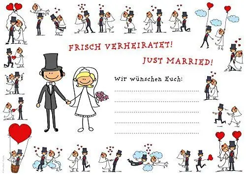 Produktbild: Edition Colibri 55 Ballonflugkarten LUSTIGES BRAUTPAAR für die Hochzeit/Ballonflugkarten Hochzeit, extra leicht, wetterfest, bereits vorgelocht (Set 1)