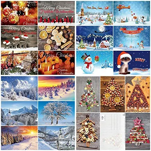 Produktbild: Edition Colibri Weihnachtskarten: 100er-Weihnachtskarten-Set, Postkarten-Set mit einem bunten Mix aus Weihnachtskarten mit 25 verschiedenen Motiven à 4 Stück (10642-10831)