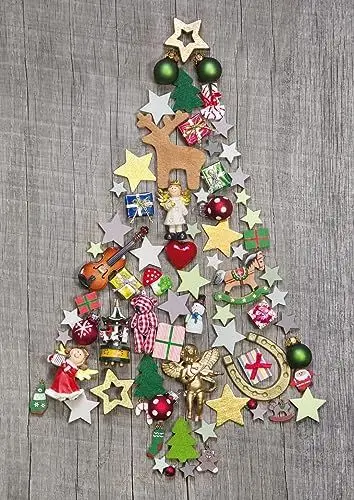Produktbild: Edition Colibri XL Weihnachtskarte BUNTER WEIHNACHTSBAUM mit Umschlag/Kuvert - DIN A 4 Klappkarte mit buntem Christbaum-Motiv (11096)