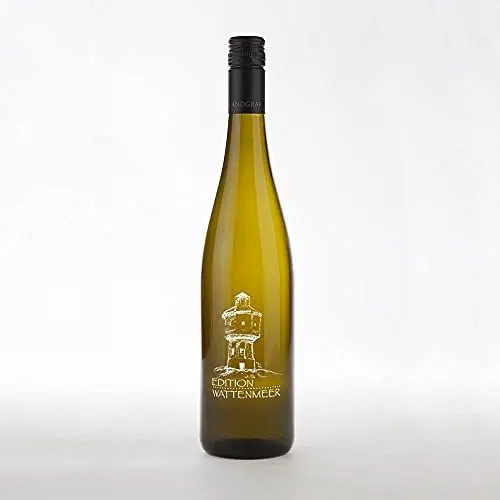 Produktbild: Edition Wattenmeer, Motiv: Wasserturm Langeoog, Weißburgunder aus Rheinhessen in Gravur-Flasche