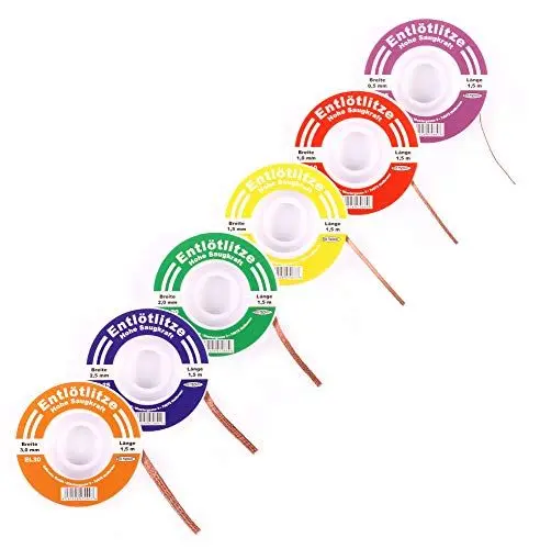 Produktbild: Entlötlitze 6er Set 0,5mm 1mm 1,5mm 2mm 2,5mm 3mm Spule Sauglitze Kupfer Bundle
