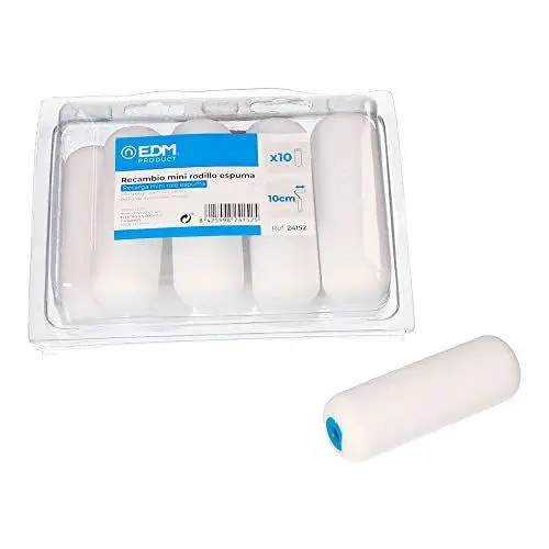 Produktbild: EDM Mini-Ersatzrollen aus Schaumstoff, 110 mm, 10 Stück, geeignet für alle Arten von Wasserfarben, Lacken und Synthetikfarben.
