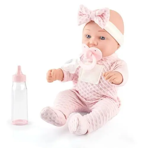 Produktbild: eDollable 30cm Baby Puppe in Einer Geschenkbox mit Schnuller, Fläschchen und weicher Decke, Neugeborene Babypuppe Spielzeug für Kleinkinder