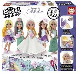 Produktbild: Educa 19351, My Model Doll Design, Designer Kit Celebration, Modesign Figurenset für Kinder ab 6 Jahren, DIY Mode für Party und Hochzeit, Bastelset