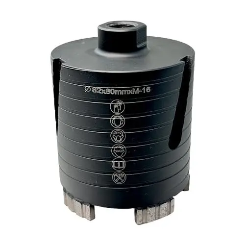 Produktbild: EDW Premium Diamant-Dosensenker 82mm mit M16 Aufnahme 80mm Nutzlänge Dosenbohrer Turbo-Segmentiert für Mauerwerk Kalksandstein Ziegel Poroton Beton