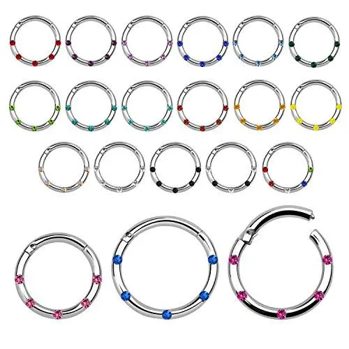 Produktbild: eeddoo Piercing-Ring Segment-Clicker Kristall Silber Edelstahl Regenbogen