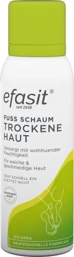 Produktbild: efasit Fußschaum Trockene Haut - intensive Feuchtigkeit dank Fußcreme mit 10% Urea und Allantoin für trockene Füße, Diabetiker geeignet, zieht schnell ein, 125 ml