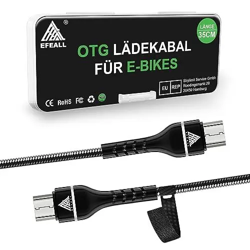 Produktbild: EFEALL EBike Ladekabel für Micro-USB A/B auf Micro-USB A/B für Bosch Intuvia, Kiox, Nyon(alt), E-Bike Fahrradcomputer Ladekabel, 35cm Länge OTG Funktion Kabel