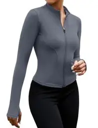 Produktbild: EFFAN Sportjacke Damen Yoga Shirt Langarm Tops Fitness-Bekleidung Gym Jacke Eng Klamotten Pilates Sport Outfit Laufshirt Oberteil Graublau S
