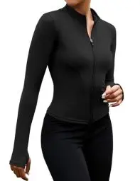 Produktbild: EFFAN Sportjacke Damen Yoga Shirt Langarmshirt Kleidung Sportbh Fitness Laufshirt Langarm Mom Pilates Jogging Gym Jacke Clothes Sportklamotten Oberteil Schwarz M