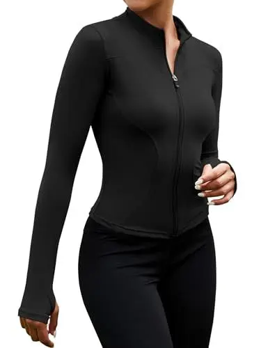 Produktbild: EFFAN Sportjacke Damen Yoga Shirt Laufshirt Langarm Langarmshirt Sport Running-Bekleidung Tops Kleidung Pilates Jacke Jogging Gym Clothes Oberteil Klamotten Outfit Schwarz S