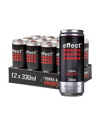 Produktbild: effect VODKA ENERGY Mixgetränk – Tray mit 12 x 330 ml Dosen Einweg, Premium Longdrink mit 10% Vol. Alkohol, klassischer Energy Geschmack gemischt mit 9 MILE Vodka – perfekt für unterwegs