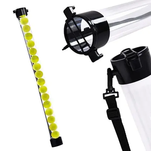 Produktbild: Effekt Manufaktur Tennisballsammler für 14 Bälle, mit Tragegurt - Leichtes und Robustes Design für einfaches Handling und Transport der Bälle - Perfekt für Training und Wettkampf - 94x7,4x7,4 cm