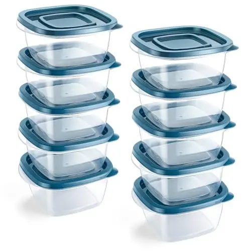 Produktbild: EFISH 10PCS Rechteck Kunststoff Portion Box Sets mit Deckel.Food Aufbewahrungsbox, Behälter Sets, Lebensmittellagerung, Lebensmittelbehälter, Kunststoff-Lebensmittelbehälter (10PCS - 300ml)