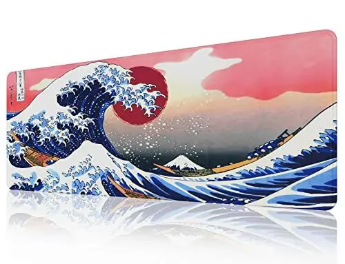 Produktbild: EFISH Japan Art Kanagawa Surfen Mauspad (800 × 300 × 3 MM) Erweiterte große Mausmatte Schreibtisch-Pad, genäht Kanten Mauspad, rutschfeste Gummibasis, Tastatur-Pad, Gaming Mauspad XL